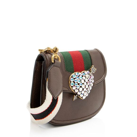 Gucci Leather Crystal Heart Linea Totem Small Crossbody - Picture 2 of 16